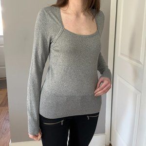 White House Black Market Silver Sparkle Grey Sweater